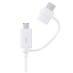 Cable USB 2 en 1 pour Samsung Micro USB et Type C Blanc 1.2 Mètres